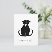 twee zwarte katten briefkaart (Staand voorkant)