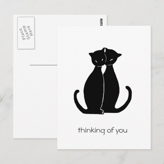 twee zwarte katten briefkaart (Voorkant / Achterkant)