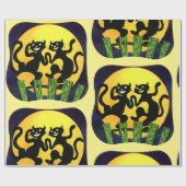 Twee zwarte katten cadeaupapier (Vlak)