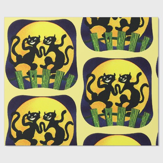 Twee zwarte katten cadeaupapier (Vlak)