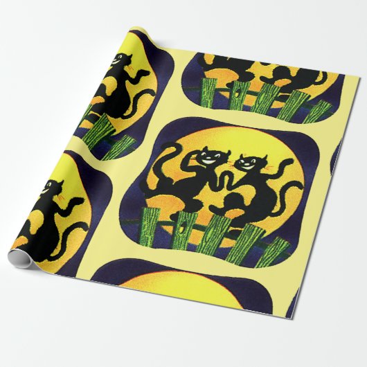 Twee zwarte katten cadeaupapier (Uitgerold)