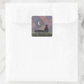 Twee zwarte katten en maan vierkante sticker (Tas)