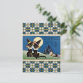 twee zwarte katten Halloween Briefkaart (Staand voorkant)