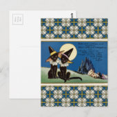 twee zwarte katten Halloween Briefkaart (Voorkant / Achterkant)