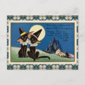  twee zwarte katten Halloween Briefkaart (Voorkant)