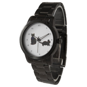 Twee zwarte katten horloge