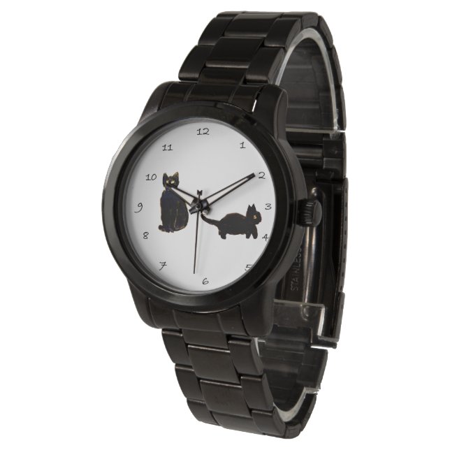 Twee zwarte katten horloge (Gekanteld)