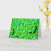 Twee Zwarte Katten Kaart (Gele Bloem)