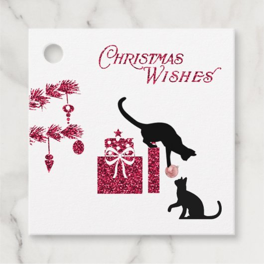 Twee zwarte katten met geschenken en Ornament gesc Bedankjes Labels (Voorkant)