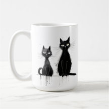 Twee zwarte katten ontwerp Mok