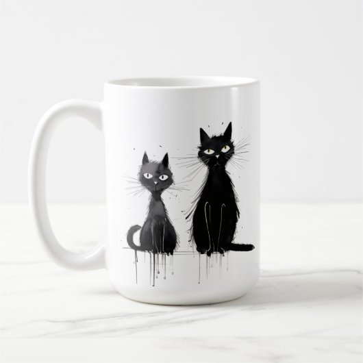 Twee zwarte katten ontwerp Mok (Links)