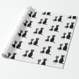 Twee zwarte katten ontwerpen cadeaupapier