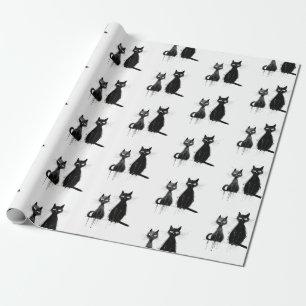 Twee zwarte katten ontwerpen cadeaupapier