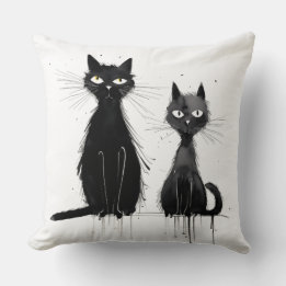 Twee zwarte katten ontwerpen kussen