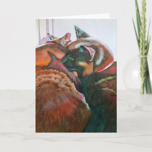 Twee zwarte katten op het scherm kaart (Voorkant)