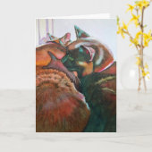 Twee zwarte katten op het scherm kaart (Gele Bloem)