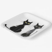 Twee zwarte katten papieren bordje (Gebogen)