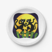 Twee zwarte katten papieren bordje (Voorkant)