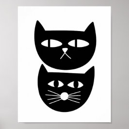Twee zwarte katten poster