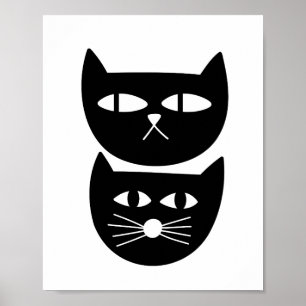 Twee zwarte katten poster