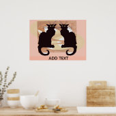 Twee Zwarte Katten Print (Keuken)