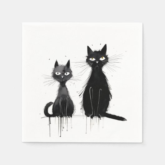Twee zwarte katten servet (Voorkant)