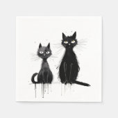 Twee zwarte katten servet (Voorkant)