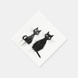 Twee zwarte katten servet