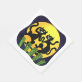 Twee zwarte katten servet (Hoek)