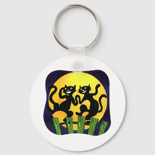 Twee zwarte katten sleutelhanger (Voorkant)