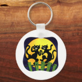 Twee zwarte katten sleutelhanger (Voorkant)