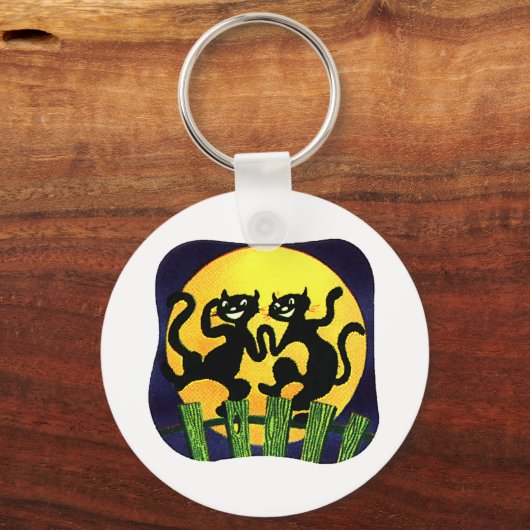 Twee zwarte katten sleutelhanger (Voorkant)