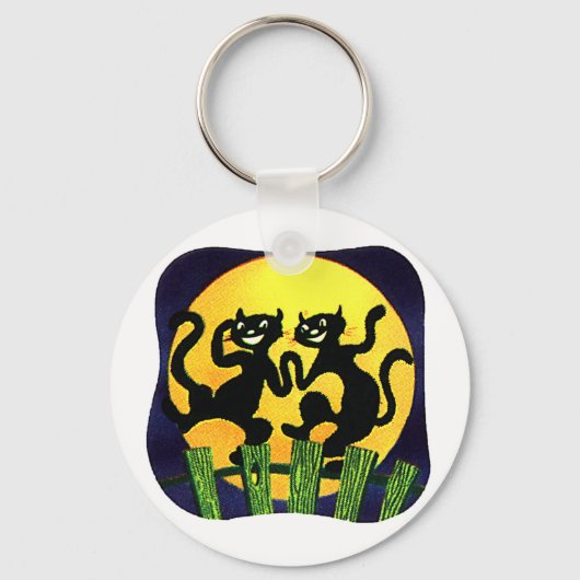 Twee zwarte katten sleutelhanger (Achterkant)