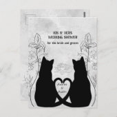 Twee zwarte katten staarten verweven zijn n' hers briefkaart (Voorkant / Achterkant)