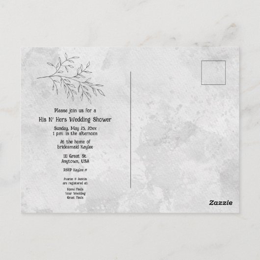 Twee zwarte katten staarten verweven zijn n' hers briefkaart (Achterkant)