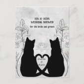 Twee zwarte katten staarten verweven zijn n' hers briefkaart (Voorkant)