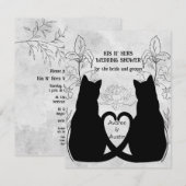 Twee zwarte katten staarten verweven zijn n' hers kaart (Voorkant / Achterkant)