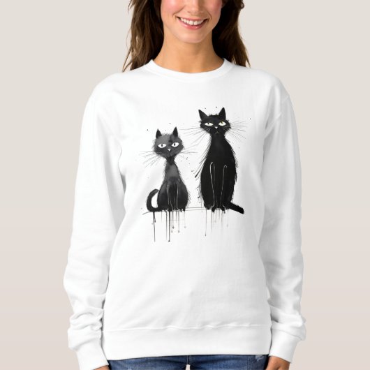 Twee zwarte katten sweatshirt (Voorkant)