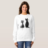 Twee zwarte katten sweatshirt (Voorkant volledig)