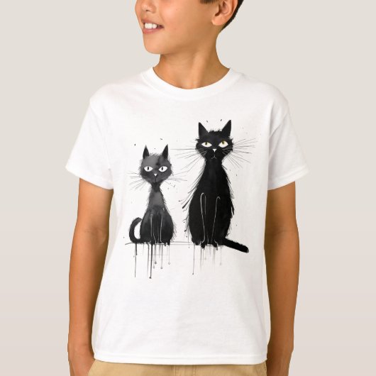 Twee zwarte katten t-shirt (Voorkant)