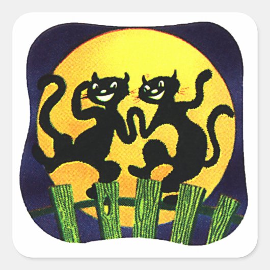 Twee zwarte katten vierkante sticker (Voorkant)