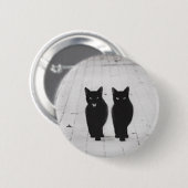 Twee zwarte kattenknoppen ronde button 5,7 cm (Voorkant /achterkant)