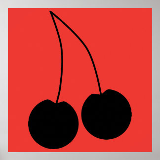 Twee zwarte kersen. poster