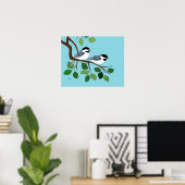 Twee zwarte kippen in de boom poster (Thuiskantoor)