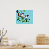 Twee zwarte kippen in de boom poster (Keuken)