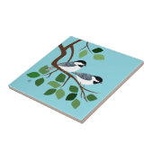 Twee zwarte kippen in de boom tegeltje (Zijkant)