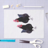 Twee zwarte kippen, tissuepapier (Craft)