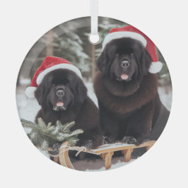 Twee zwarte kranten op een slee glas ornament