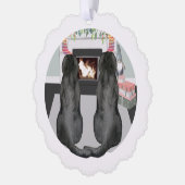 Twee zwarte Labrador Retriever Kerstmis Ornament Kaart (Links)