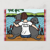 Twee zwarte labradors en mam briefkaart (Voorkant)